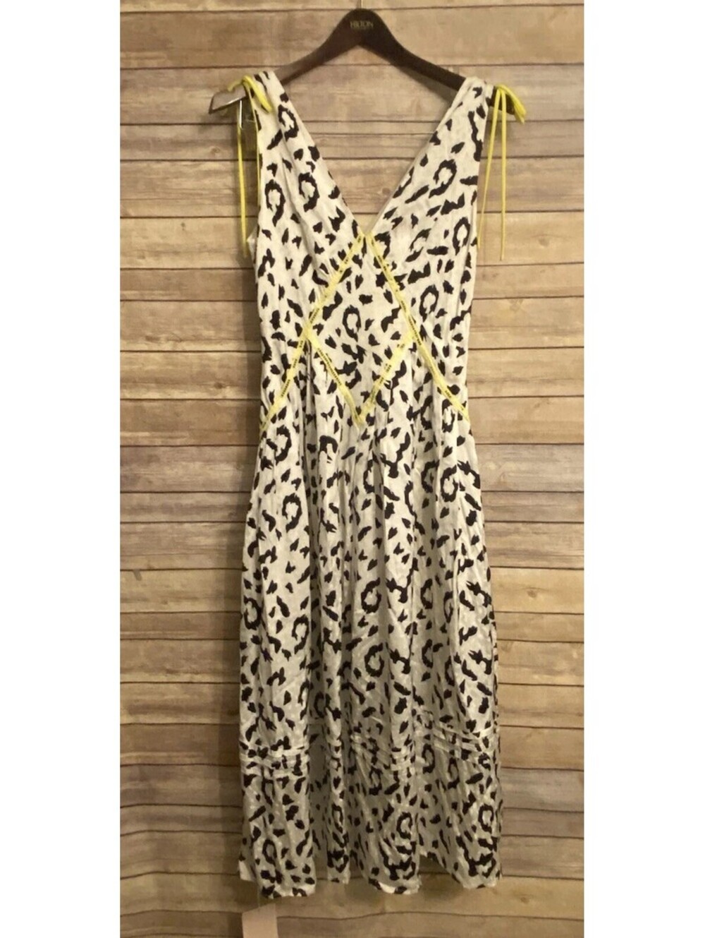 Self-Portrait Leopard Print Midi Dress US Size 4 Euro Summer Plunge Neck Strappy